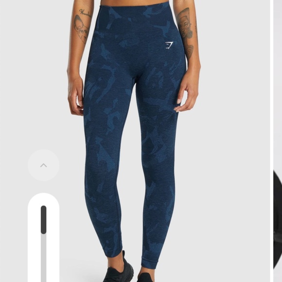 GYMSHARK ADAPT CAMO SEAMLESS LEGGINGS SAVANNA NAVY SMALL - Picture 1 of 1